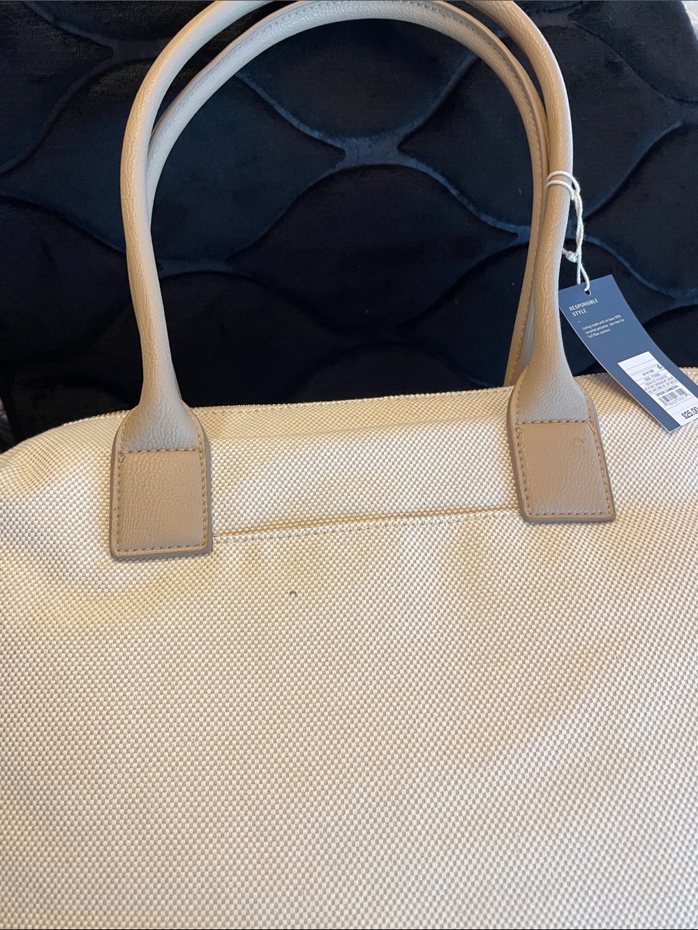 Universal Thread Beige Canvas Tote with Taupe Trim
